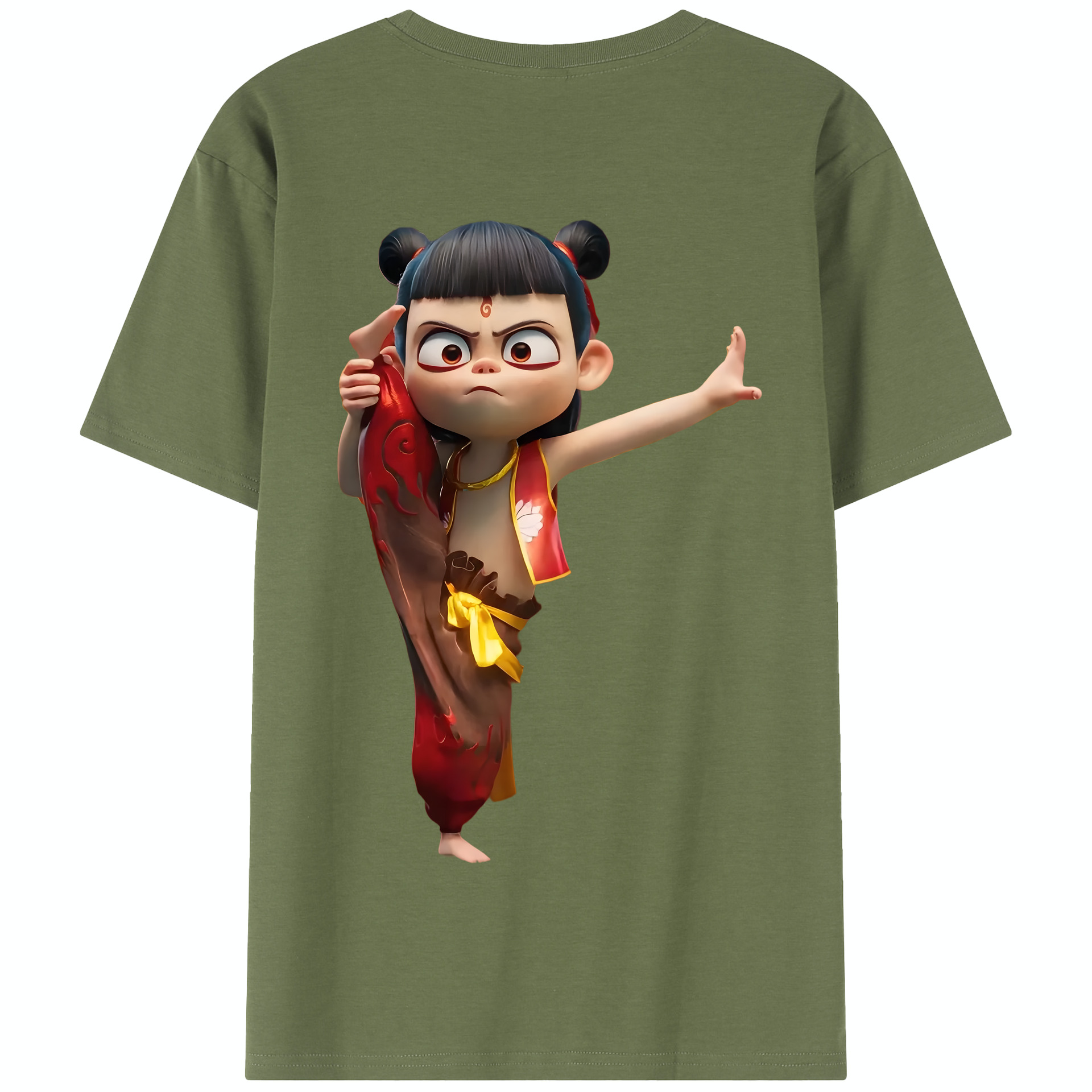 （画像用） Ne Zha 2 ナタ 魔童の大暴れ 綿100％半袖Tシャツ（背面プリント）